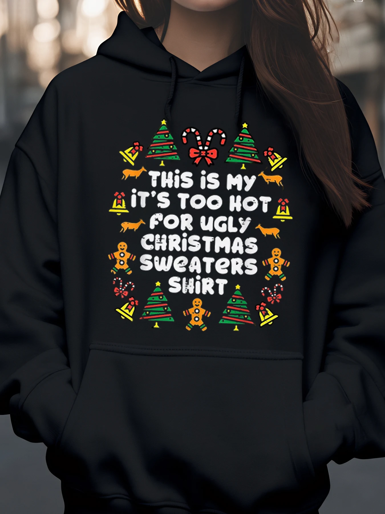 Рождественская елка, конфета, пряничный принт, праздничный свитшот для женщин, повседневная одежда, наряд для рождественской вечеринки
Рождественская елка, конфета, пряничный принт, праздничный свитшот для женщин, повседневная одежда, наряд для рождественской вечеринки