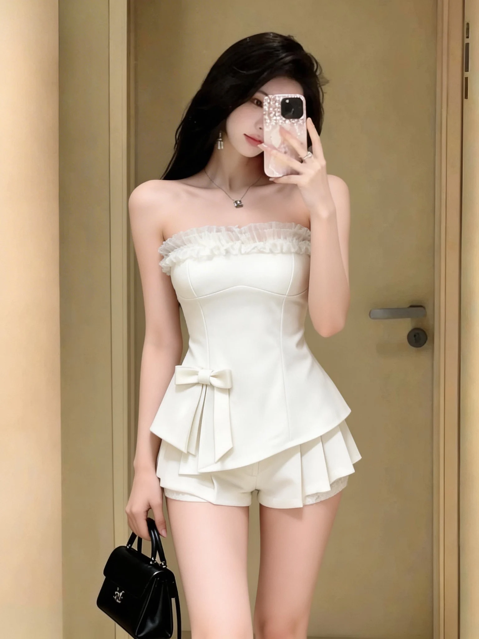 Sweet Youthful Beautiful Lace Trim Knot Dress Women's Summer Top White Strapless Bustier Nicole Rose Brand
Sweet Youthful Beautiful Lace Trim Knot Dress Women's Summer Top White Strapless Bustier Nicole Rose Brand