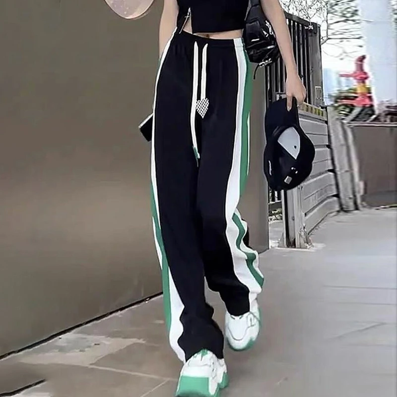 Women Spring Retro Loose Drawstring Trousers Casual Joggers Baggy Wide Leg Sweatpants high Waist Y2k striped sports pants Female
Women Spring Retro Loose Drawstring Trousers Casual Joggers Baggy Wide Leg Sweatpants high Waist Y2k striped sports pants Female