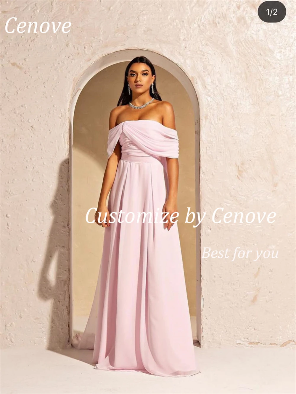 Cenove Backless A-Line Evening Gown Formal Elegant Prom Pink Boat Neck New Party Bridesmaid Dresses for Women 2023
Cenove Backless A-Line Evening Gown Formal Elegant Prom Pink Boat Neck New Party Bridesmaid Dresses for Women 2023