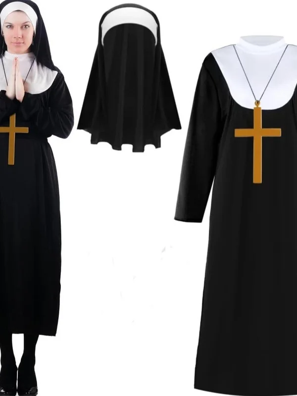 Halloween Adult Nun Costume Long Robe Women's Historical Period Piece Ideal for Parties And Reenactments Made in China
Halloween Adult Nun Costume Long Robe Women's Historical Period Piece Ideal for Parties And Reenactments Made in China