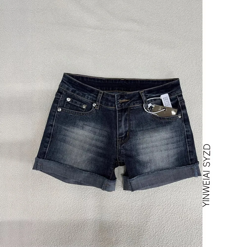 Retro Washed Dark Blue Curled Denim Shorts Women's Summer Y2k Low-rise Elastic Hip-wrapped Hot Pants
Retro Washed Dark Blue Curled Denim Shorts Women's Summer Y2k Low-rise Elastic Hip-wrapped Hot Pants