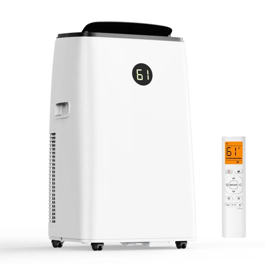Portable AC for large rooms up to 700 sq.ft, 14000BTU, white plastic unit with remote, dehumidifier, fan mode, sleep timer, aut
Portable AC for large rooms up to 700 sq.ft, 14000BTU, white plastic unit with remote, dehumidifier, fan mode, sleep timer, aut