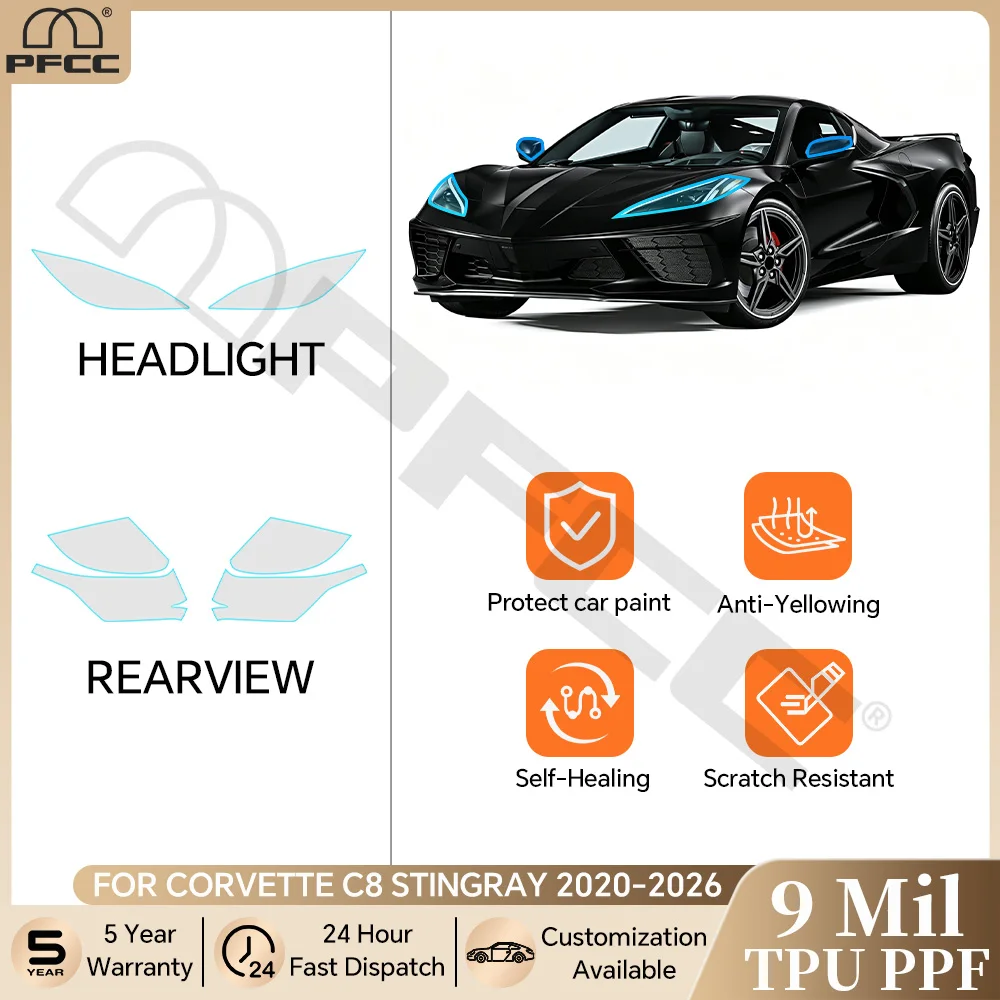 Pre-cut PPF Car Headlight Rearview Film For Corvette C8 Stingray 2020-2026 TPU Paint Protection Film Anti-scratch Clear Cover
Pre-cut PPF Car Headlight Rearview Film For Corvette C8 Stingray 2020-2026 TPU Paint Protection Film Anti-scratch Clear Cover