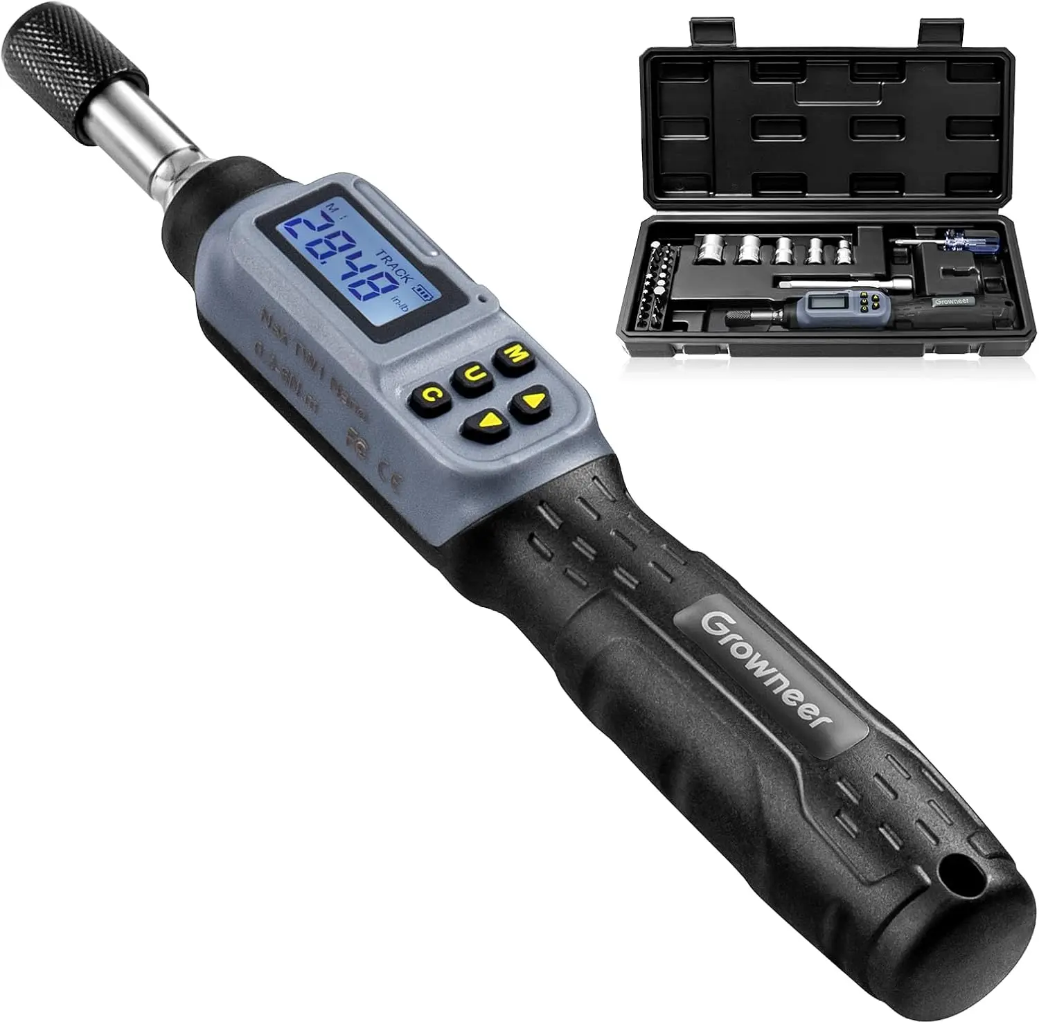 Digital Torque Screwdriver Set, 2.66-53.1 In-lbs/0.3-6 Nm Range, with LED Display and Buzzer Alert, 27-in-1 Kit
Digital Torque Screwdriver Set, 2.66-53.1 In-lbs/0.3-6 Nm Range, with LED Display and Buzzer Alert, 27-in-1 Kit
