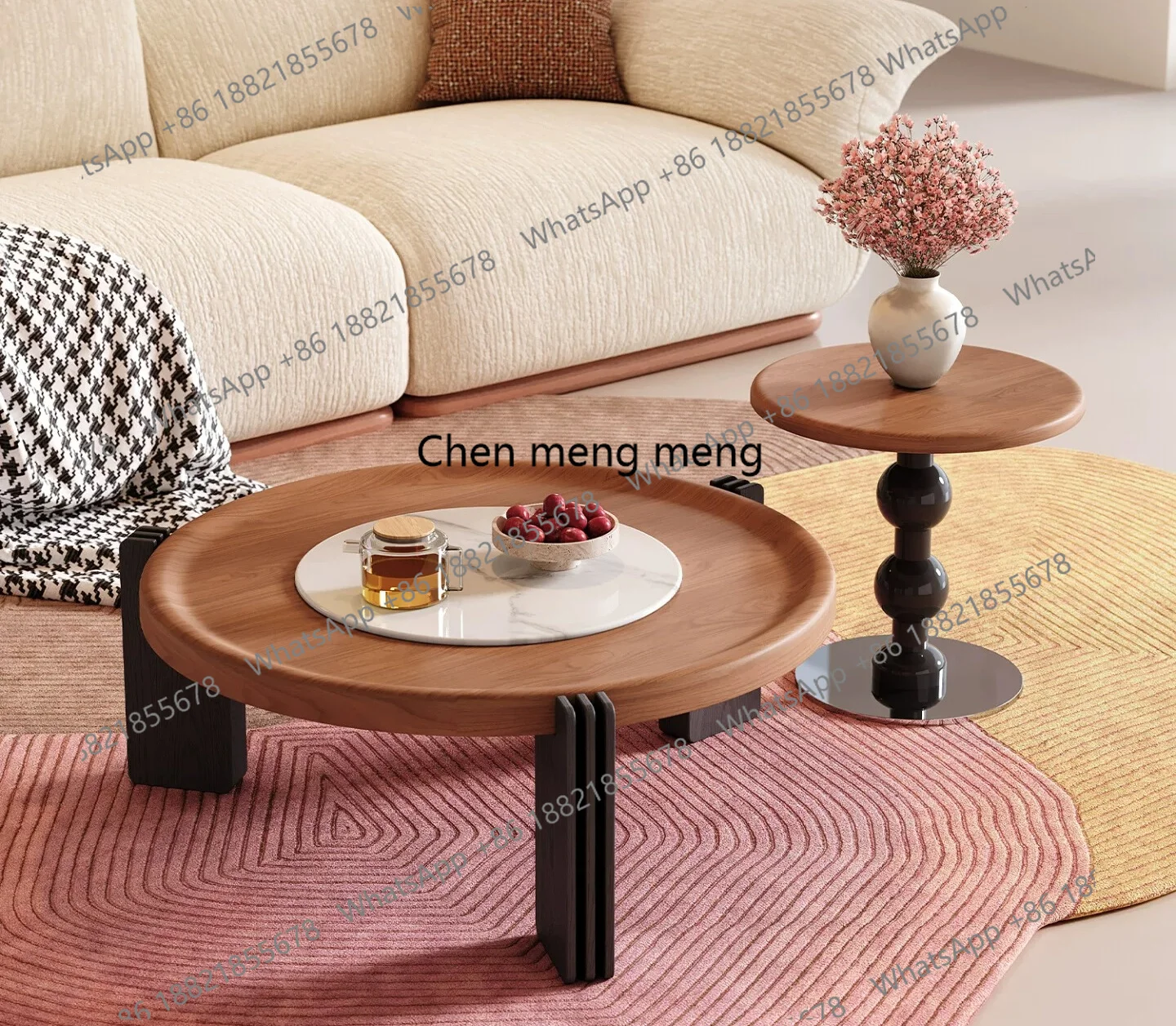 Medieval style coffee table small apartment high-end household solid wood coffee table size round combination
Medieval style coffee table small apartment high-end household solid wood coffee table size round combination