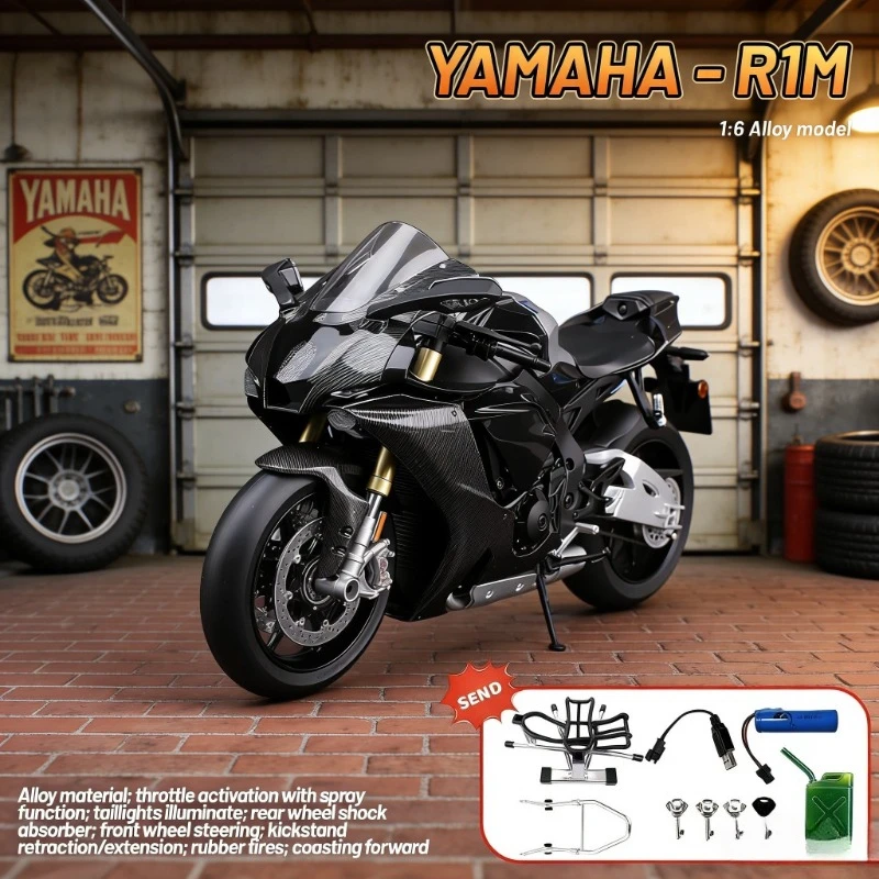 Для Yamaha R1M Spray Dynamics Alloy 1:6 Модель мотоцикла, реалистичный игрушечный мотоцикл со звуковыми и световыми эффектами, подарок для мальчика
Для Yamaha R1M Spray Dynamics Alloy 1:6 Модель мотоцикла, реалистичный игрушечный мотоцикл со звуковыми и световыми эффектами, подарок для мальчика