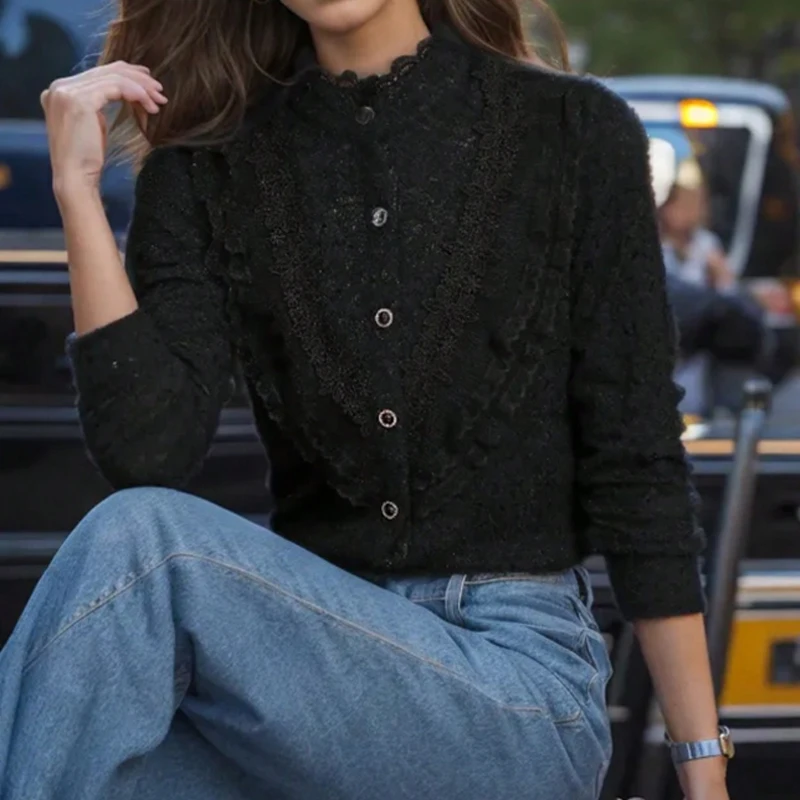 Fashion Stand Collar Black Women Shirt New Long Sleeve Loose Casual Ruffled Splicing Blouse Elegant Blusas Mujer Women's Tops
Fashion Stand Collar Black Women Shirt New Long Sleeve Loose Casual Ruffled Splicing Blouse Elegant Blusas Mujer Women's Tops