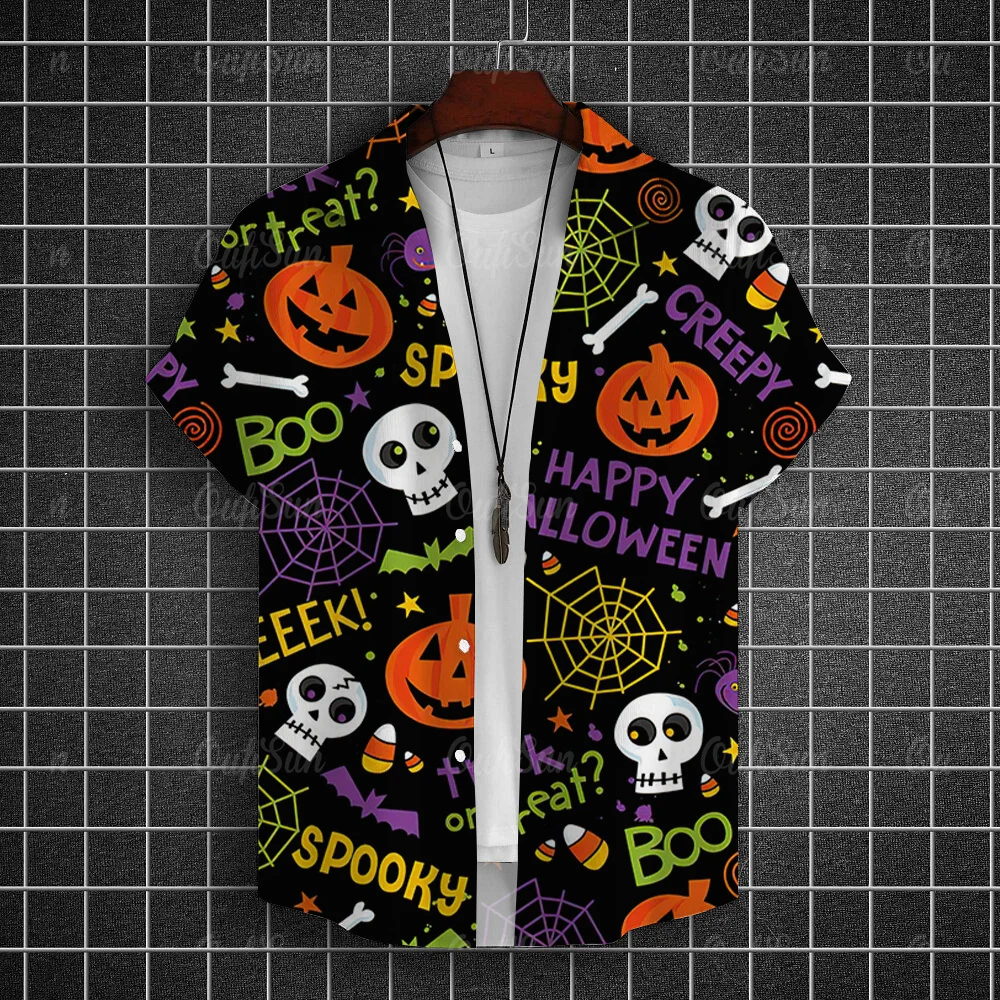 Halloween Devil Pumpkin Shirt For Men 3d Printed Terror Skull Ghost Short Sleeved Holiday Streetwear Stylish Masculine Style
Halloween Devil Pumpkin Shirt For Men 3d Printed Terror Skull Ghost Short Sleeved Holiday Streetwear Stylish Masculine Style