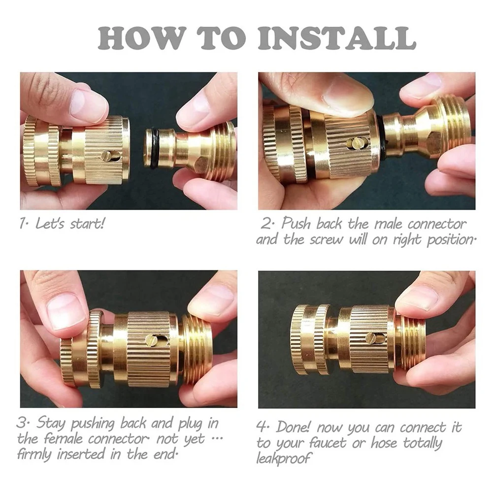 Garden Accessories Quick Connector Garden Yard Brass Garden Hoses Male & Female Quick Connector No-Leak Connection
Garden Accessories Quick Connector Garden Yard Brass Garden Hoses Male & Female Quick Connector No-Leak Connection
