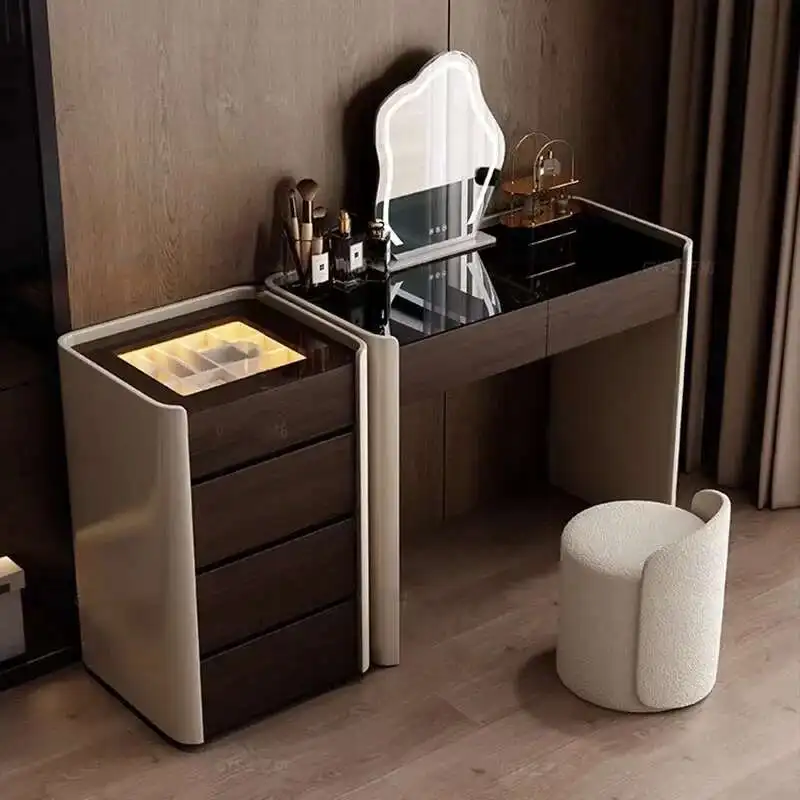 Brown Organizer Vanity Table Mirror Led Light Drawer Bedroom Makeup Table Vanity Storage Tavolo Da Trucco Livingroom Furniture
Brown Organizer Vanity Table Mirror Led Light Drawer Bedroom Makeup Table Vanity Storage Tavolo Da Trucco Livingroom Furniture