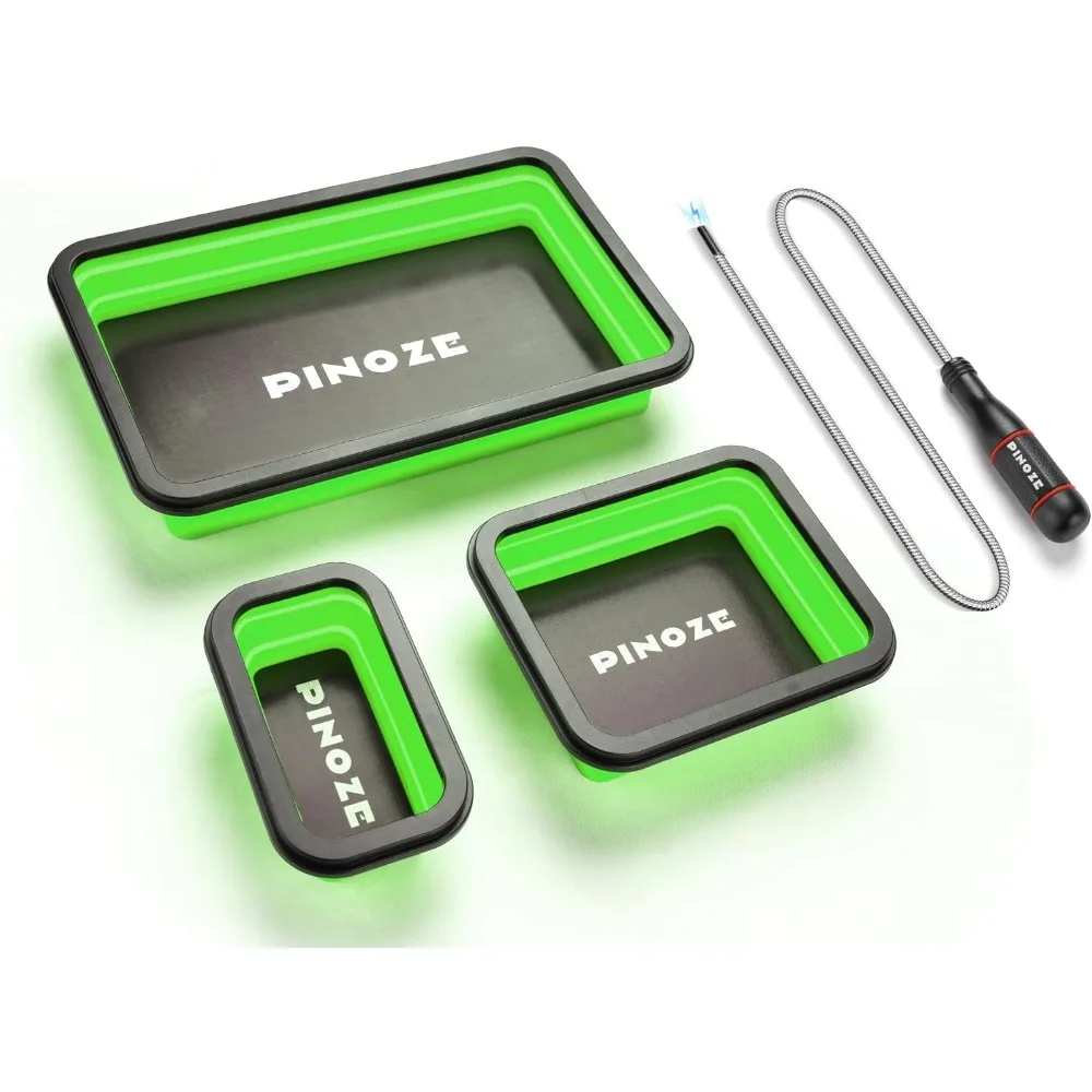 Collapsible Magnetic Parts Organizer Trays with Flexible Pickup Tool for Screws Bolts Nuts Washers Pins Metal Parts
Collapsible Magnetic Parts Organizer Trays with Flexible Pickup Tool for Screws Bolts Nuts Washers Pins Metal Parts