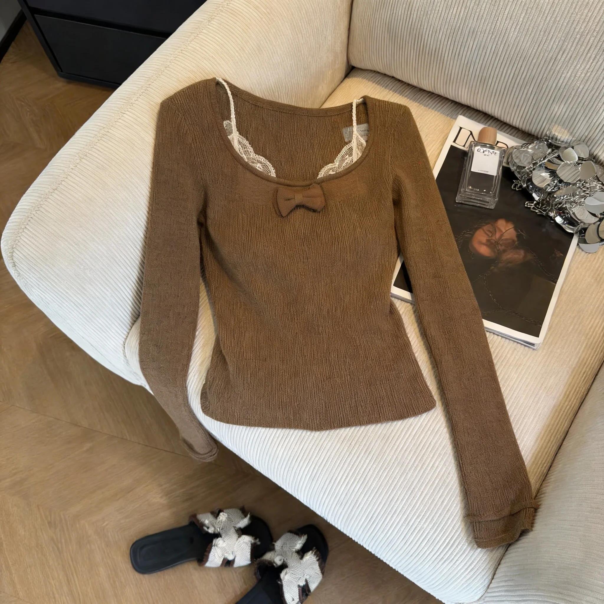 Retro Lace Splicing Knitted Long Sve Casual Top Women's Spring Autumn Versatile Comfortable Fake Two-Piece Knitwear
Retro Lace Splicing Knitted Long Sve Casual Top Women's Spring Autumn Versatile Comfortable Fake Two-Piece Knitwear