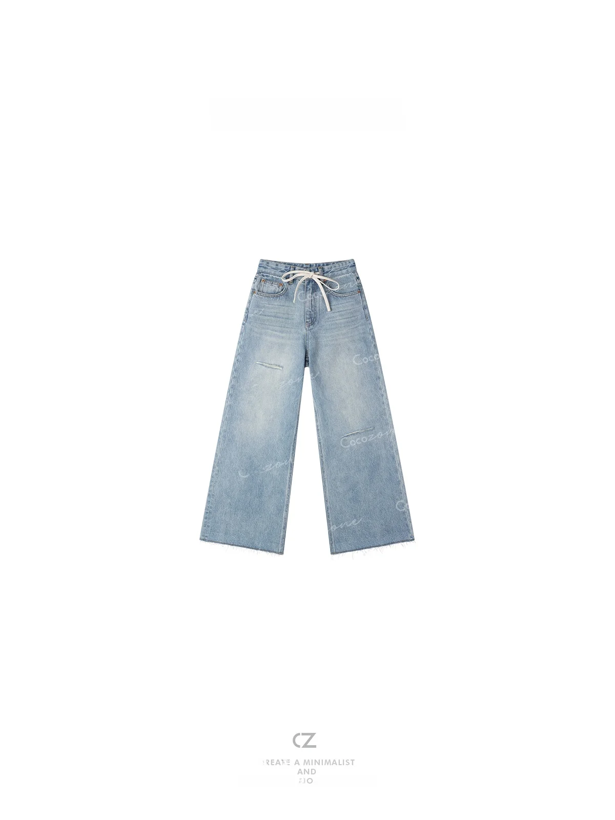 COCOZONE American Style High Waist Drawstring Wide Leg Cotton Denim Jeans Casual Loose Fit Summer Thin Blue Ladies Jeans
COCOZONE American Style High Waist Drawstring Wide Leg Cotton Denim Jeans Casual Loose Fit Summer Thin Blue Ladies Jeans