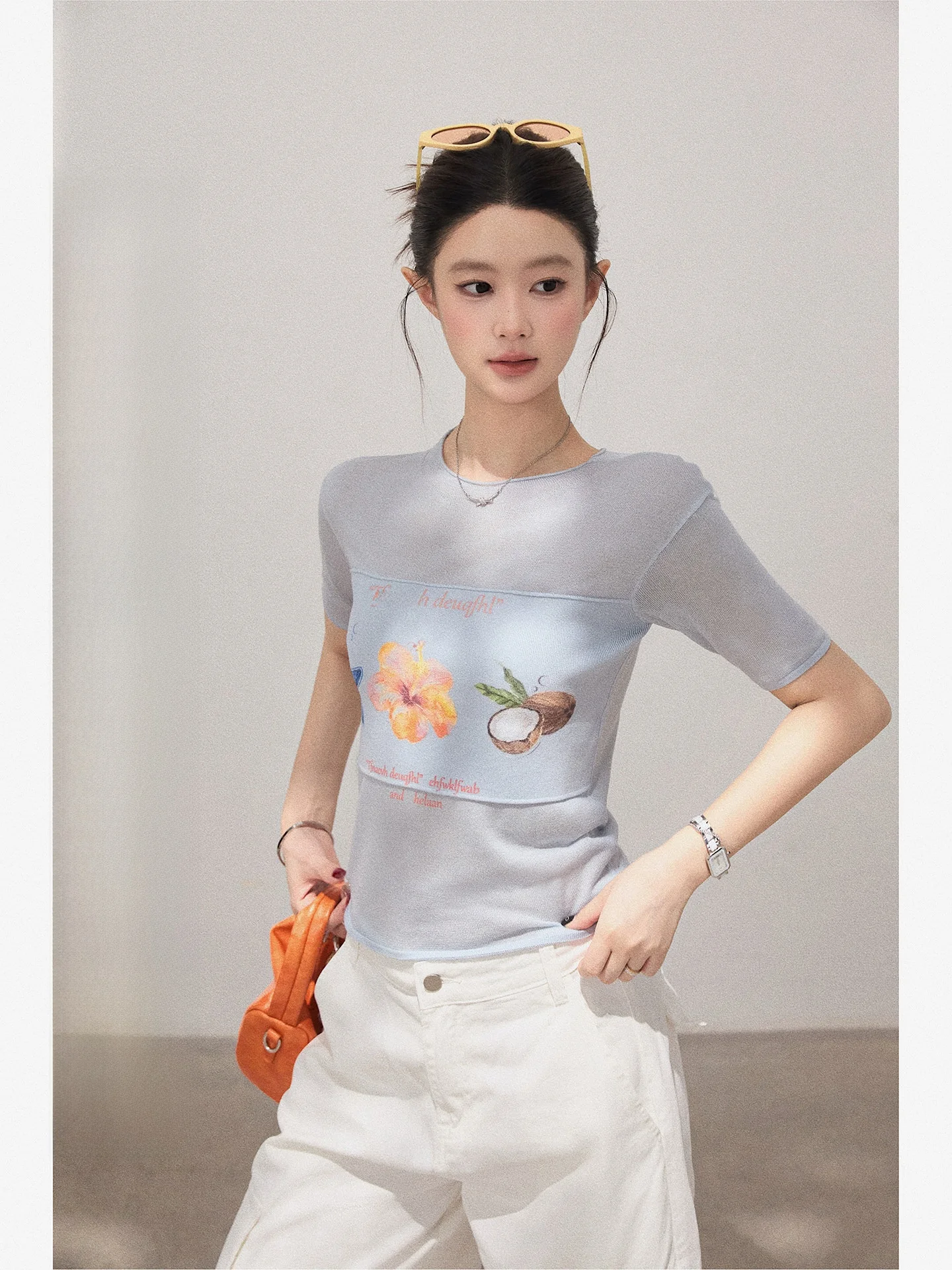 Exquisite Short Sleeve T-Shirt Women's Slim Fit Casual Print Patchwork Design Summer Top Korean Style round Neck Shirt
Exquisite Short Sleeve T-Shirt Women's Slim Fit Casual Print Patchwork Design Summer Top Korean Style round Neck Shirt