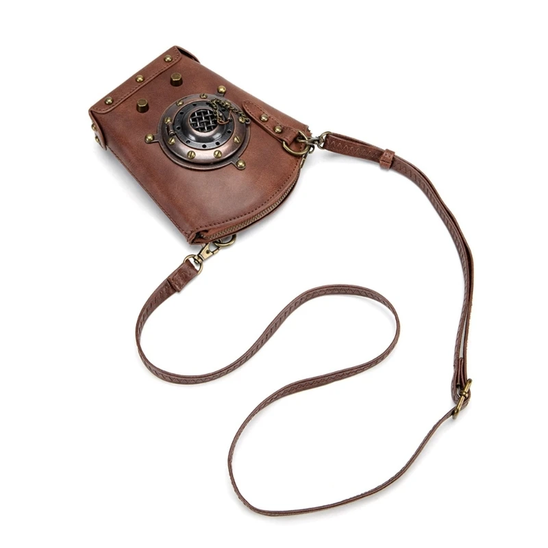 652F Punk Ladies Crossbody Purse Steampunk Leather Shoulder Bag with Adjustable Strap for Travel Shopping and Daily Use
652F Punk Ladies Crossbody Purse Steampunk Leather Shoulder Bag with Adjustable Strap for Travel Shopping and Daily Use