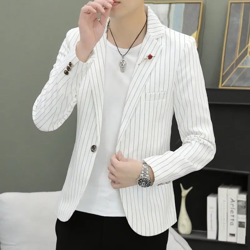 Slim Fit Men's Bla White Stripes Suit Jaet Sli Briti Sle Spring Autumn Outerwear Youthful Energy Polyester Blend
Slim Fit Men's Bla White Stripes Suit Jaet Sli Briti Sle Spring Autumn Outerwear Youthful Energy Polyester Blend