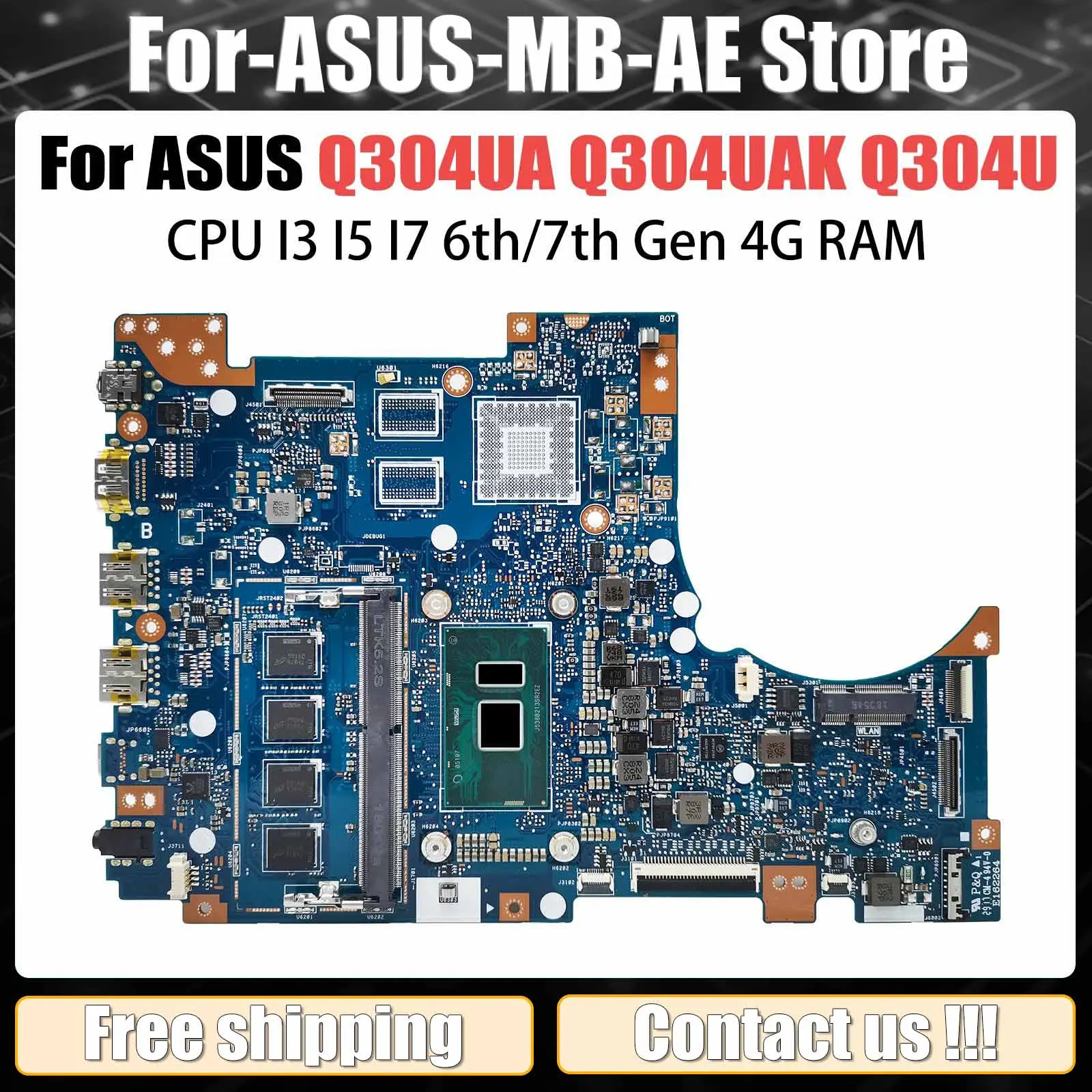 Материнская плата Q304UA для ноутбука ASUS Q304U Q304UAK с I3-6100U/7100U I5-6200U/7200U I7-6500U/7500U 4 ГБ 100% рабочая
Материнская плата Q304UA для ноутбука ASUS Q304U Q304UAK с I3-6100U/7100U I5-6200U/7200U I7-6500U/7500U 4 ГБ 100% рабочая