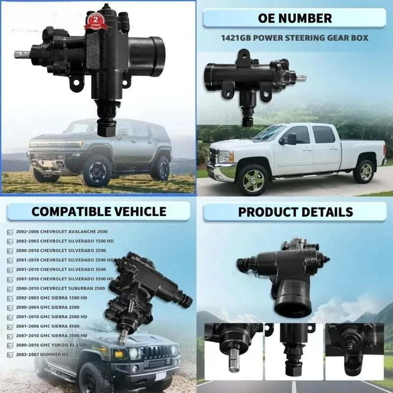 Power Steering Gear Box for Chevy Silverado GMC Sierra 2500 3500 HD Hummer H2
Power Steering Gear Box for Chevy Silverado GMC Sierra 2500 3500 HD Hummer H2