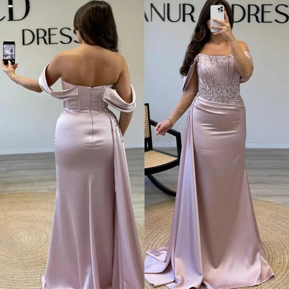 Customized Sparkly Satin Evening Dress Simple Strapless Off the Shoulder Celebrity Gowns Romantic Special Occasion Gowns
Customized Sparkly Satin Evening Dress Simple Strapless Off the Shoulder Celebrity Gowns Romantic Special Occasion Gowns