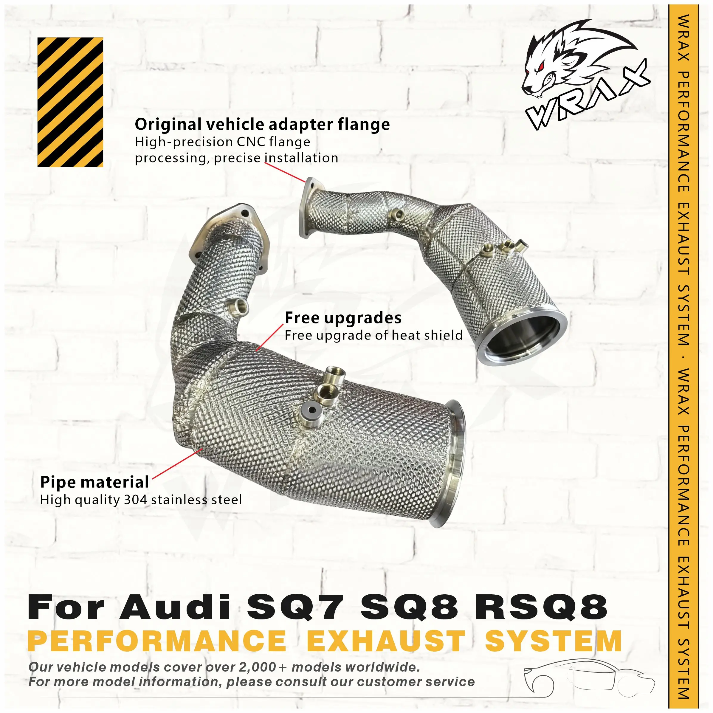 WRAX Sports Exhaust for Audi SQ7 SQ8 RSQ8 SS304 High Flow Downpipe with Heat Shield Performance upgrade
WRAX Sports Exhaust for Audi SQ7 SQ8 RSQ8 SS304 High Flow Downpipe with Heat Shield Performance upgrade