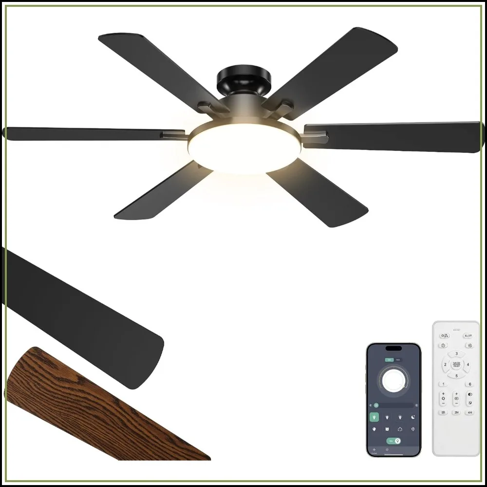 52 Inch Ceiling Fan with Lights, Ultra Quiet DC Motor, Remote & App Control, 6 Speeds, Dimmable LED, Flush Mount
52 Inch Ceiling Fan with Lights, Ultra Quiet DC Motor, Remote & App Control, 6 Speeds, Dimmable LED, Flush Mount