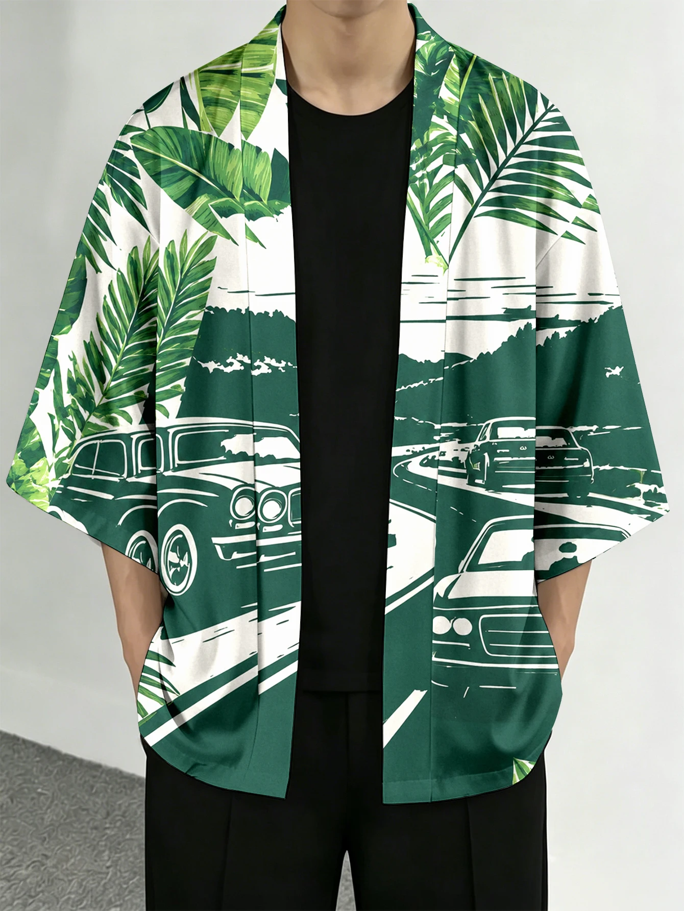 Men's casual top Tropical Car Highway Scene Casual Openfront top for everyday wear 3D Digital Print 100% Polyester Green Leaf and Vintage Car Printed Kimono Cardigan Fit for Spring/Summer Resort and Street Fashion Apparel
Men's casual top Tropical Car Highway Scene Casual Openfront top for everyday wear 3D Digital Print 100% Polyester Green Leaf and Vintage Car Printed Kimono Cardigan Fit for Spring/Summer Resort and Street Fashion Apparel