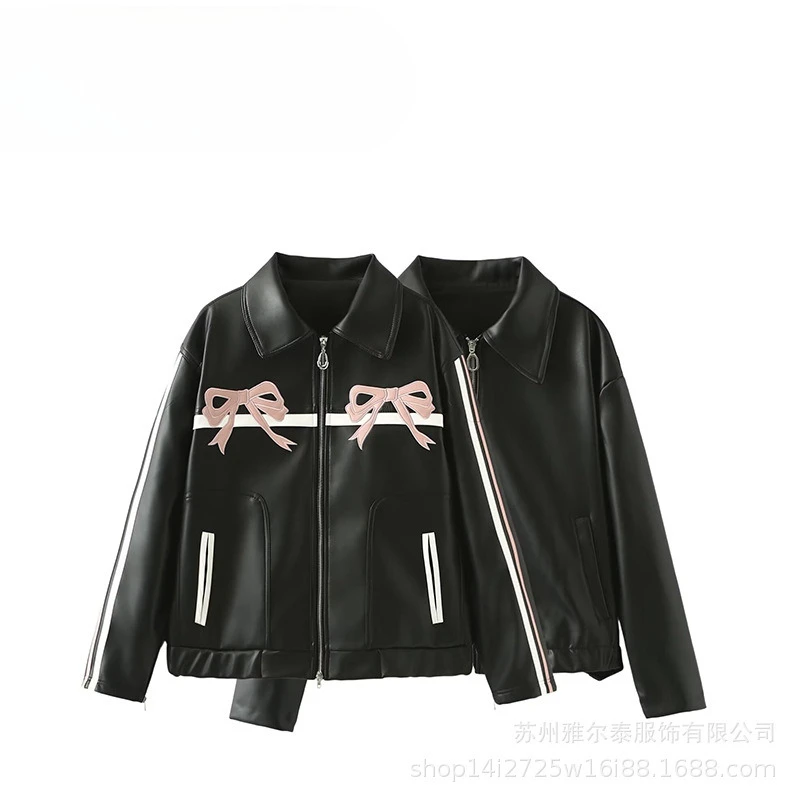 Autumn New Women's Design Fashion Sweet Cool Bow Black Leather Jacket Coat Long Sleeve
Autumn New Women's Design Fashion Sweet Cool Bow Black Leather Jacket Coat Long Sleeve