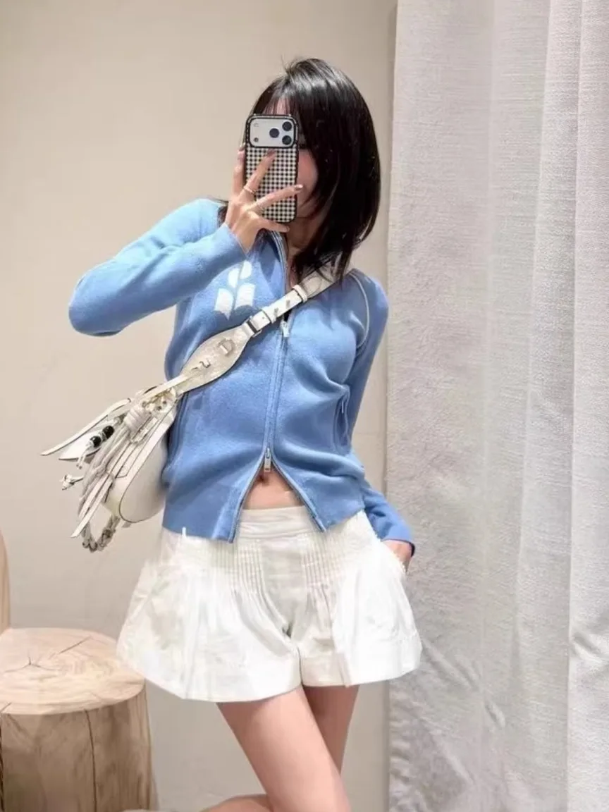 Spor Sle Korean Lake Blue Stand Collar Double Zipper oulder Drop Slim Fit Knitted Open Cardigan Jaet for Women
Spor Sle Korean Lake Blue Stand Collar Double Zipper oulder Drop Slim Fit Knitted Open Cardigan Jaet for Women