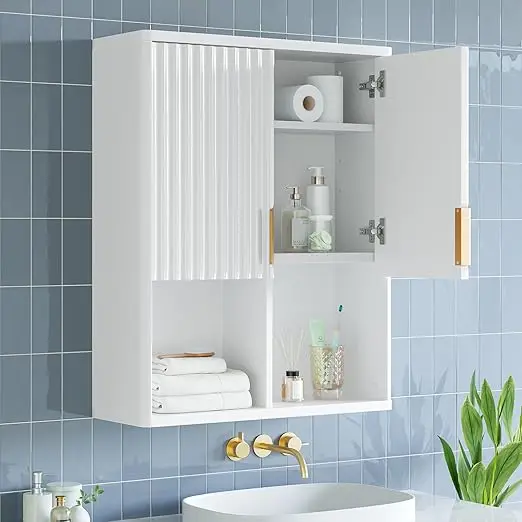 Bathroom Wall Cabinet, 23"x 29" Wall Mounted Medicine Cabinet with 2 Do& Adjustable Shelves, Over The Toilet Stora
Bathroom Wall Cabinet, 23"x 29" Wall Mounted Medicine Cabinet with 2 Do& Adjustable Shelves, Over The Toilet Stora