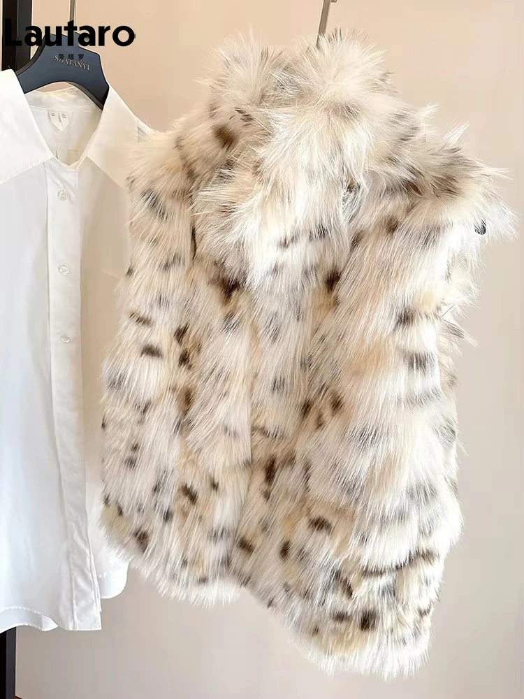 Lautaro Autumn Winter Short Thick Warm Soft Colorful Faux Fur Vest Women Stand Collar Luxury Chic Fluffy Sleeveless Jacket 2025
Lautaro Autumn Winter Short Thick Warm Soft Colorful Faux Fur Vest Women Stand Collar Luxury Chic Fluffy Sleeveless Jacket 2025