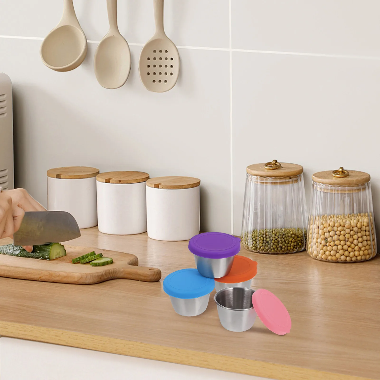 4 Pcs Salad Dressing Container Stainless Steel Dipping Cups Sauce Containers with Lids Leakproof Portable Kitchen Accessories
4 Pcs Salad Dressing Container Stainless Steel Dipping Cups Sauce Containers with Lids Leakproof Portable Kitchen Accessories