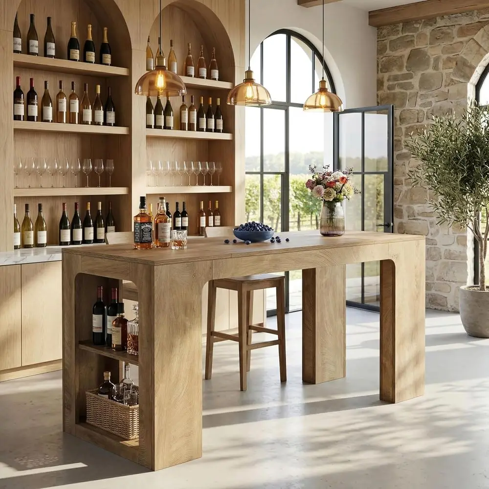 63 High Counter Bar Table with Storage, 2-Shelf Pub Station, Suitable for Home, Dining, and Restaurants, Brown
63 High Counter Bar Table with Storage, 2-Shelf Pub Station, Suitable for Home, Dining, and Restaurants, Brown