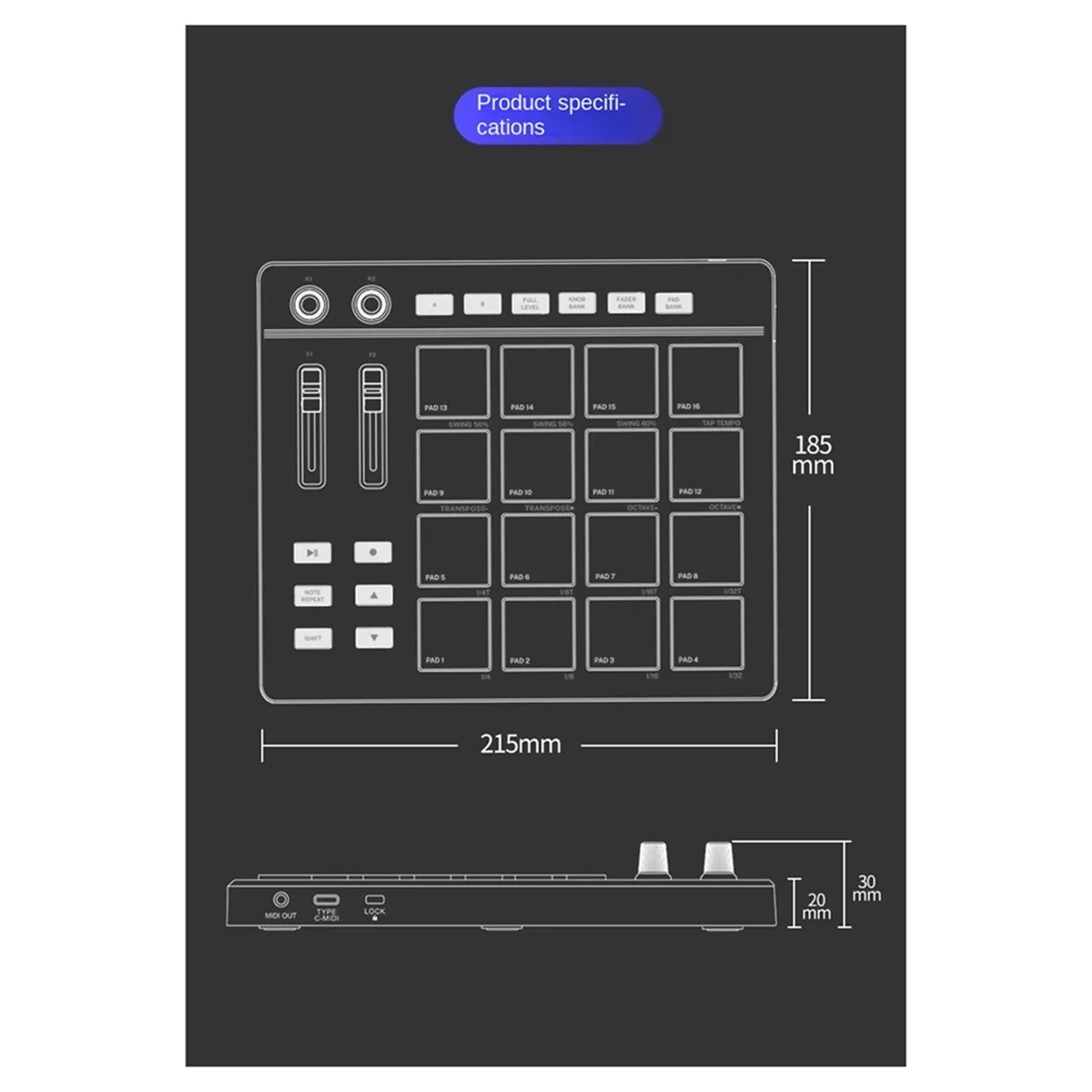 GOB-oB16 MIDI-клавиатура, перкуссионный пэд — для DJ-контроллера Music Productio
GOB-oB16 MIDI-клавиатура, перкуссионный пэд — для DJ-контроллера Music Productio