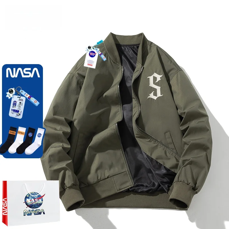 Retro Baseball Jaet for Men Spring Autumn Casual Loose Couple Flight Jaet Outerwear Trendy Zipper Closure Long Sve
Retro Baseball Jaet for Men Spring Autumn Casual Loose Couple Flight Jaet Outerwear Trendy Zipper Closure Long Sve