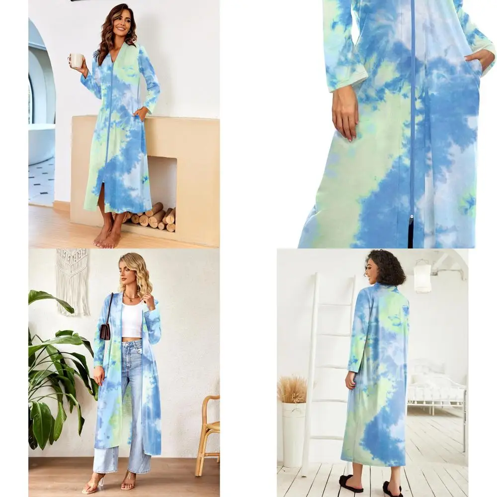 Long Sleeve Lightweight Women's Zipper Robe with Pockets, Full-Length Lounge Nightgown
Long Sleeve Lightweight Women's Zipper Robe with Pockets, Full-Length Lounge Nightgown