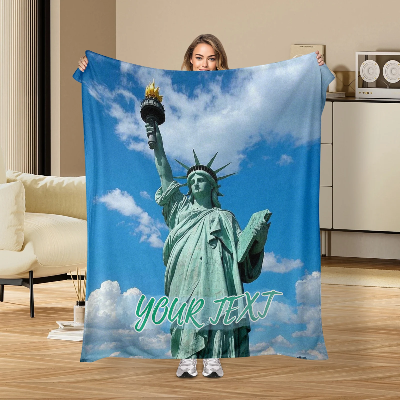 Custom Statue Of Liberty Flannel Blanket With Personalized Text, Soft And Warm For Family Gatherings
Custom Statue Of Liberty Flannel Blanket With Personalized Text, Soft And Warm For Family Gatherings