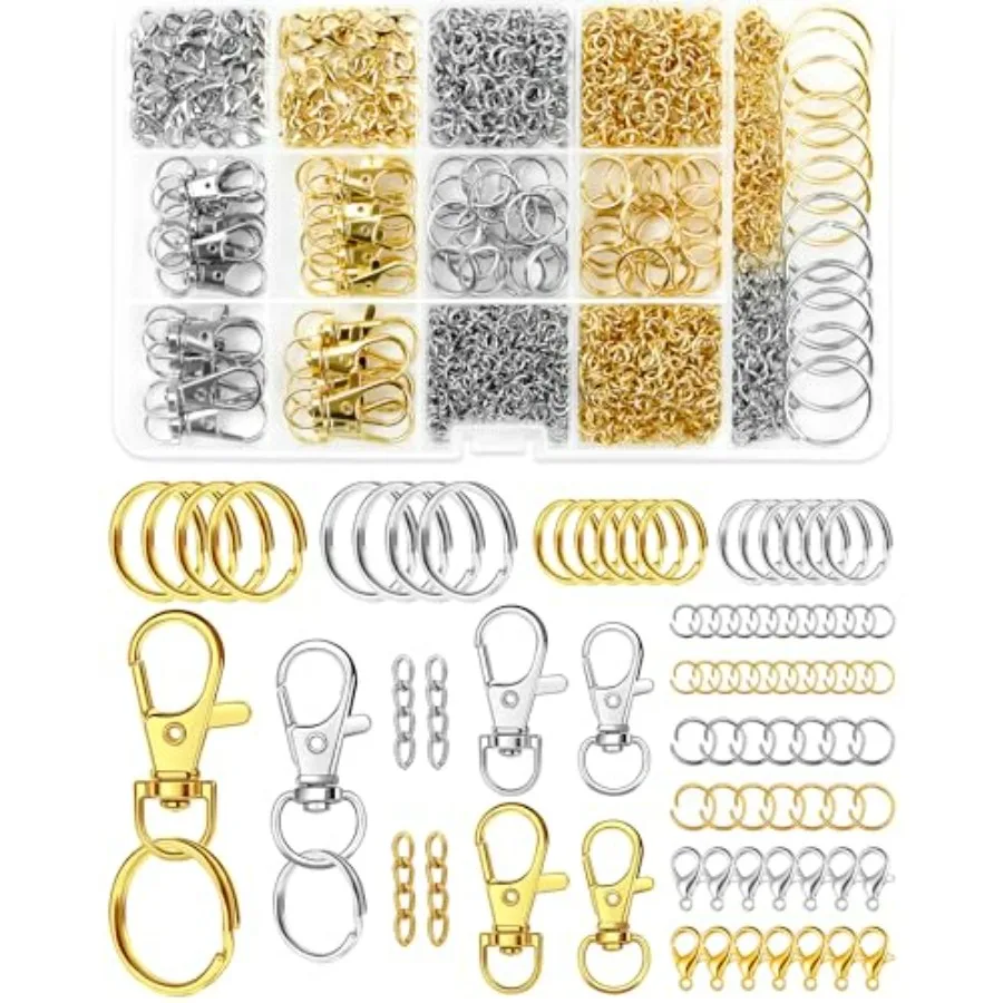 990PCS Keychain Making Kit - Keychain kit with Key Ring, Key Chain Clip, Lobster Claw Clasps, Swivel Snap Hook, Jumprings and E
990PCS Keychain Making Kit - Keychain kit with Key Ring, Key Chain Clip, Lobster Claw Clasps, Swivel Snap Hook, Jumprings and E