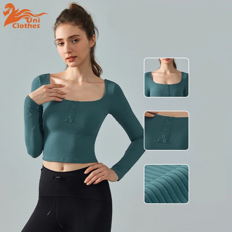 UNI Fitness Yoga Suit with Chest Cushion Ribbed Long Sleeved Waist Cinching Slimming Pilates Exercise Tight Top for Women
UNI Fitness Yoga Suit with Chest Cushion Ribbed Long Sleeved Waist Cinching Slimming Pilates Exercise Tight Top for Women