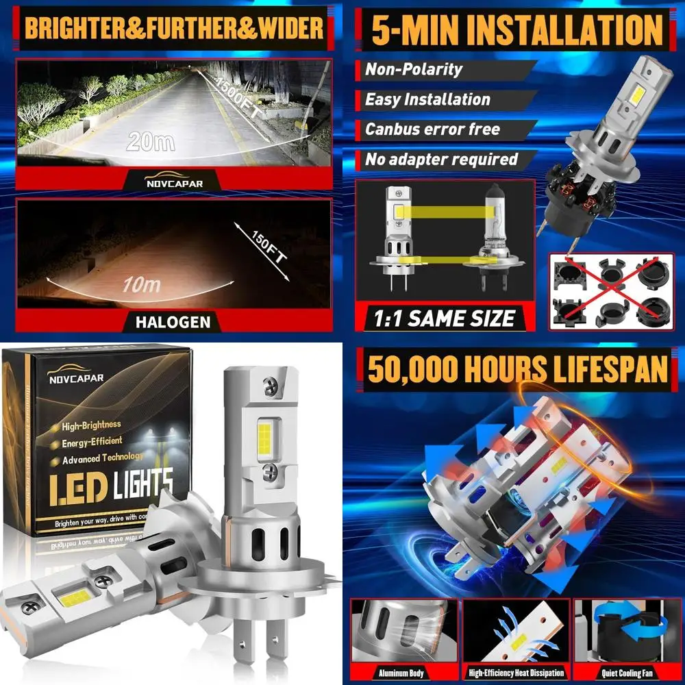 H7 LED Blubs 30000LM Супер яркий, дальнего и ближнего света, холодный белый 6500K, 150 Вт с охлаждающим вентилятором, адаптер не требуется, мини-размер 1:1
H7 LED Blubs 30000LM Супер яркий, дальнего и ближнего света, холодный белый 6500K, 150 Вт с охлаждающим вентилятором, адаптер не требуется, мини-размер 1:1