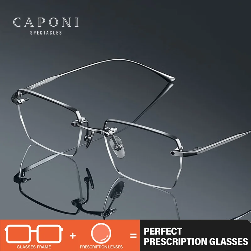 CAPONI мужские очки по рецепту из чистого титана, прогрессивные очки без оправы, близорукость, анти-синие лучи, компьютерные очки для чтения PJ235115
CAPONI мужские очки по рецепту из чистого титана, прогрессивные очки без оправы, близорукость, анти-синие лучи, компьютерные очки для чтения PJ235115