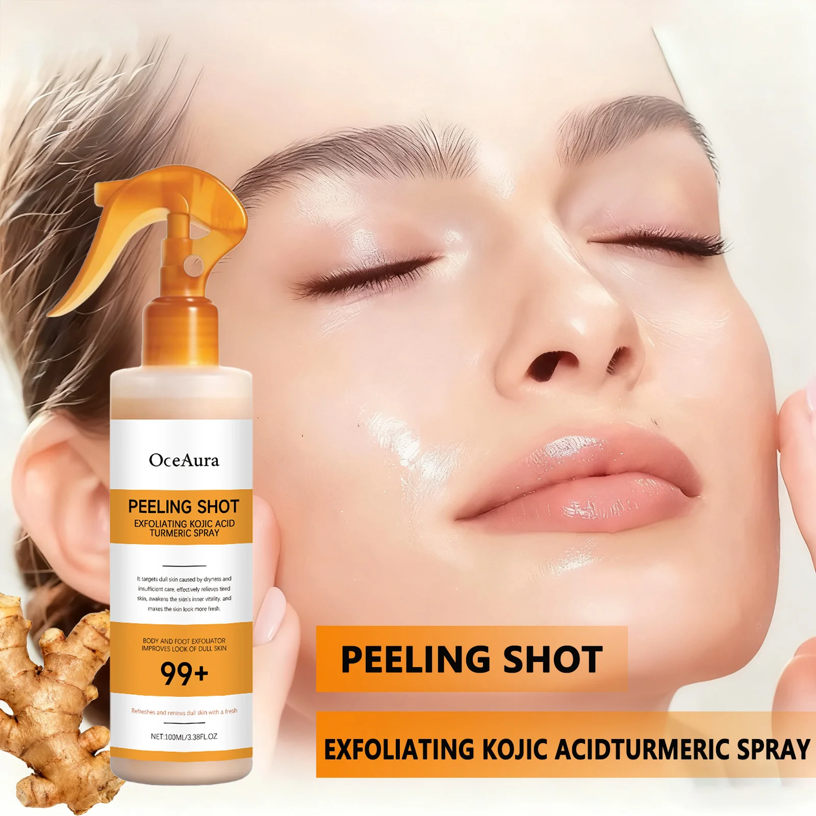 Kojic Acid Turmeric Body Exfoliating Cleansing Spray for Dark Spots Smooth Skin Moisturizing Brightening Mist for All Skin Types
Kojic Acid Turmeric Body Exfoliating Cleansing Spray for Dark Spots Smooth Skin Moisturizing Brightening Mist for All Skin Types