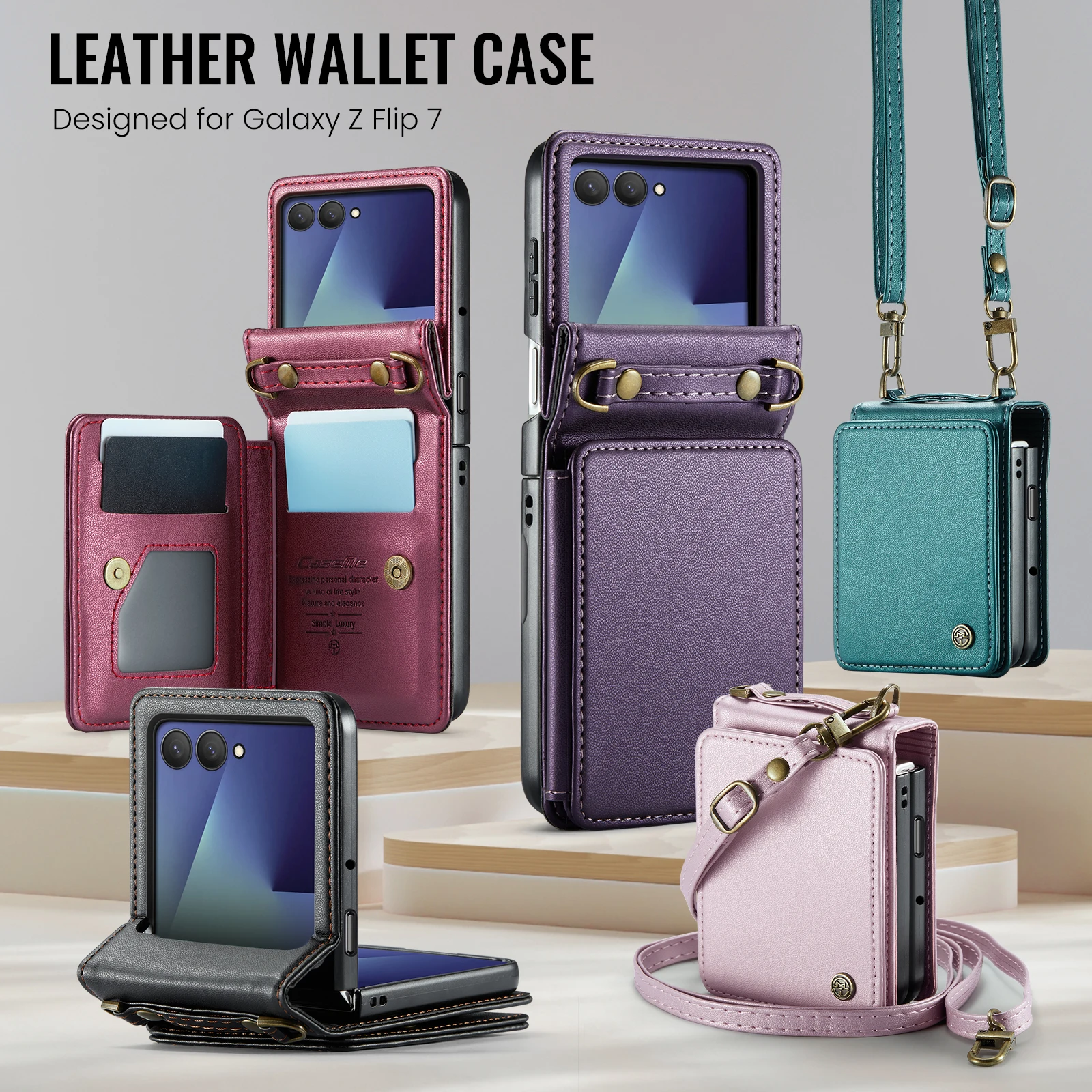 CaseMe-C22 Fashion Wallet Case For Samsung Galaxy Z Flip 7 New Magnetic PU Leather Card Slots Cover Protective Skins with Strap 
CaseMe-C22 Fashion Wallet Case For Samsung Galaxy Z Flip 7 New Magnetic PU Leather Card Slots Cover Protective Skins with Strap