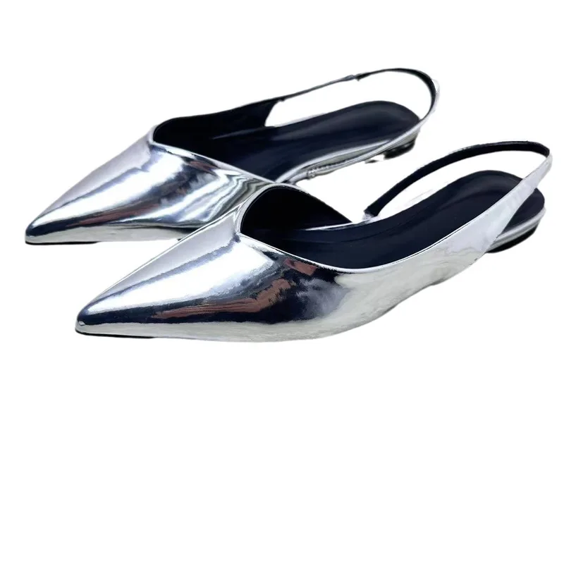 2024 Spring summer New Sandals Women's Silver Lacquer Effect Sandals With Back Strap Pointed Shoes Muller Flat Sandals
2024 Spring summer New Sandals Women's Silver Lacquer Effect Sandals With Back Strap Pointed Shoes Muller Flat Sandals