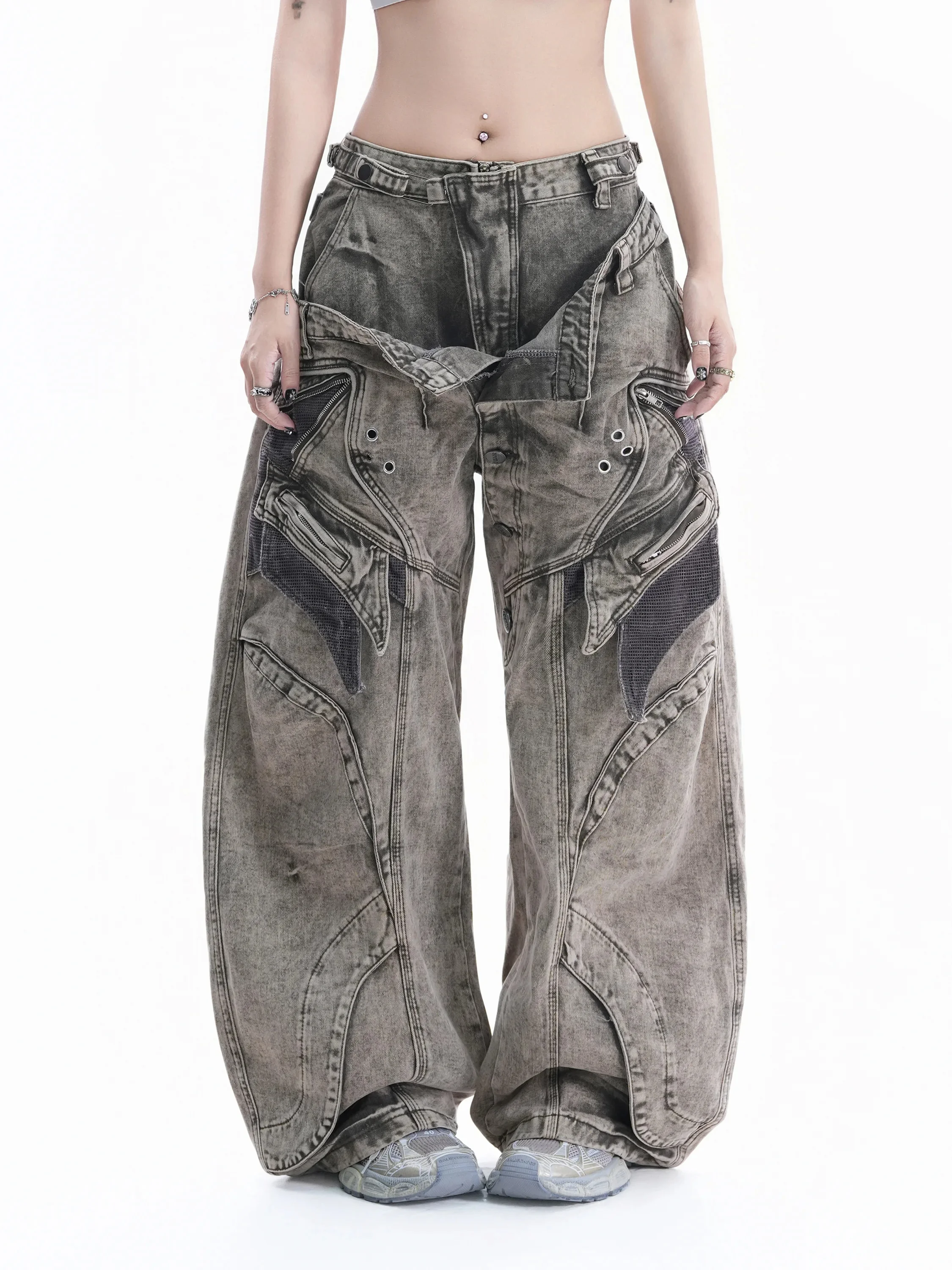 American Style Heavy Duty Knife Denim Jeans Women's Multi Pocket Decomposition Splicing Design Couple Wide Leg Pants
American Style Heavy Duty Knife Denim Jeans Women's Multi Pocket Decomposition Splicing Design Couple Wide Leg Pants
