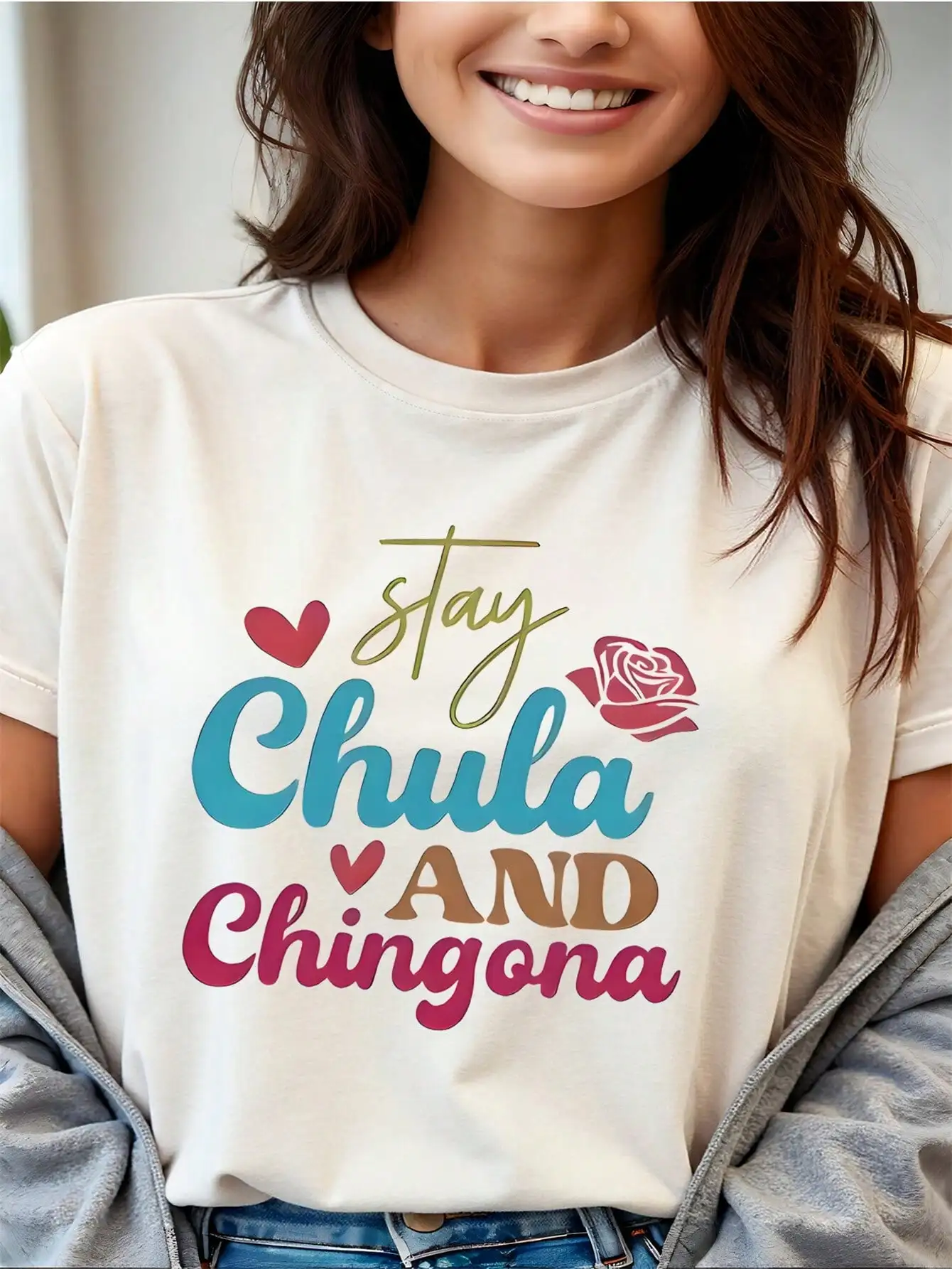 Женская футболка с рисунком Stay Chula Chingona, повседневная одежда в уличном стиле в стиле латиноамериканской империи на весну и лето
Женская футболка с рисунком Stay Chula Chingona, повседневная одежда в уличном стиле в стиле латиноамериканской империи на весну и лето