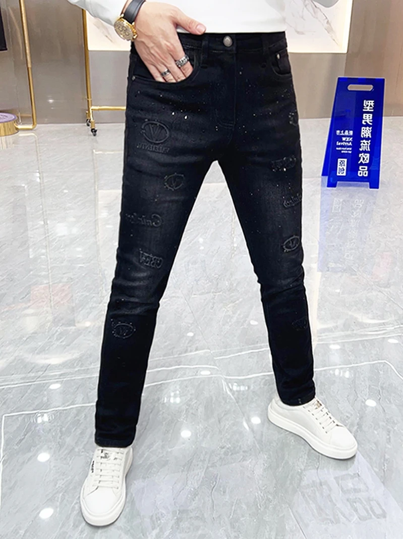 Men's Winter Thiened Faion Brand Letter Print Casual Bla Slim Fit Long Jeans Diamond Heat Transfer Urban Sle High Waist
Men's Winter Thiened Faion Brand Letter Print Casual Bla Slim Fit Long Jeans Diamond Heat Transfer Urban Sle High Waist