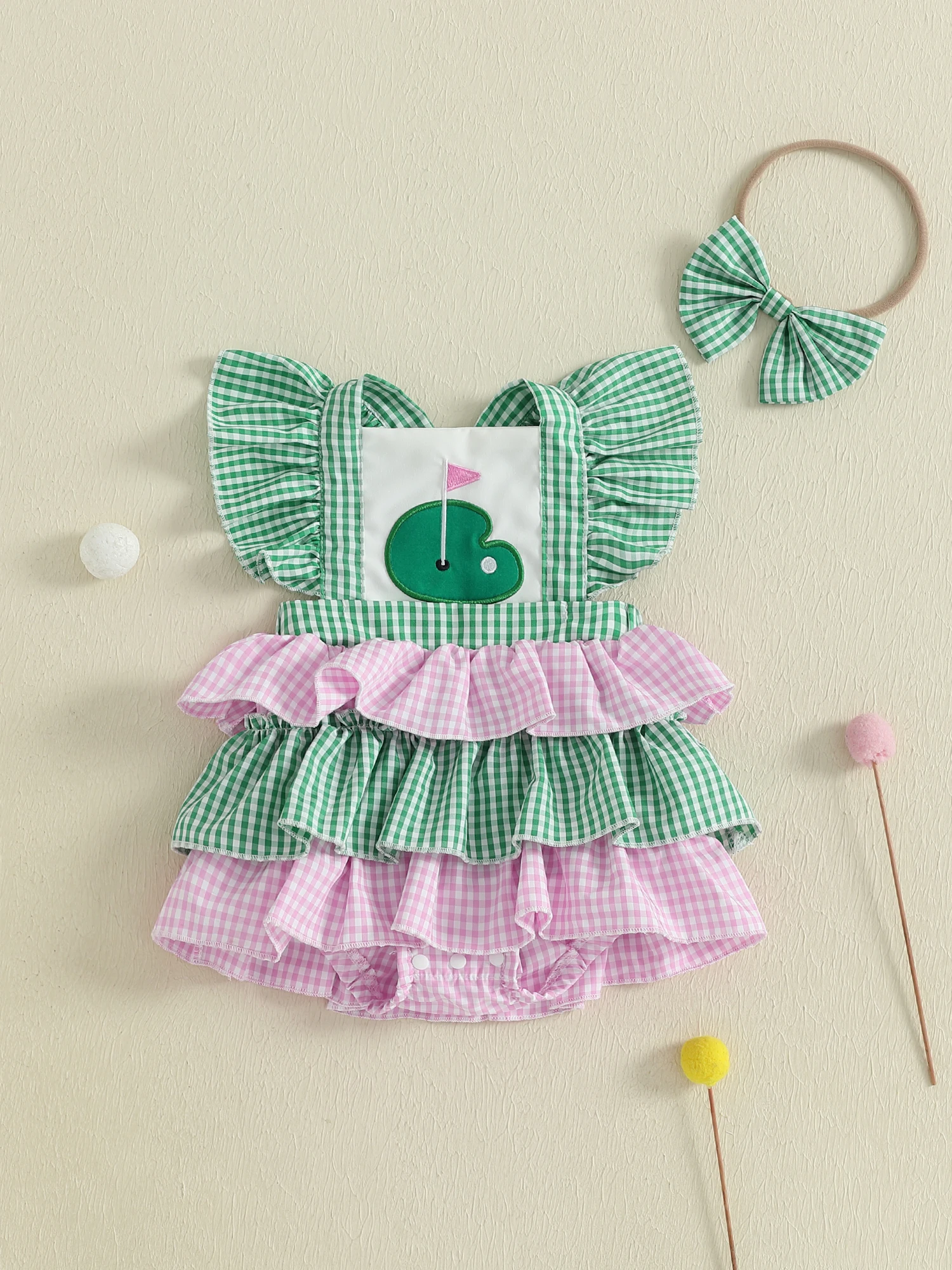 Adorable Baby Girl Set Ruffle Sleeve Tartan Romper Dress with Bow Headband and Matching Bloomers for Summer Outfit
Adorable Baby Girl Set Ruffle Sleeve Tartan Romper Dress with Bow Headband and Matching Bloomers for Summer Outfit