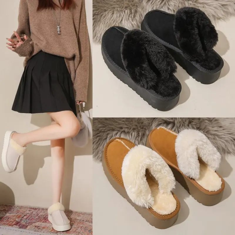 Fur Slippers Women Winter Plush Sandals Luxury Slip on Platform Slides Female Thick Sole Designer Cotton Home Shoes Plus Size
Fur Slippers Women Winter Plush Sandals Luxury Slip on Platform Slides Female Thick Sole Designer Cotton Home Shoes Plus Size