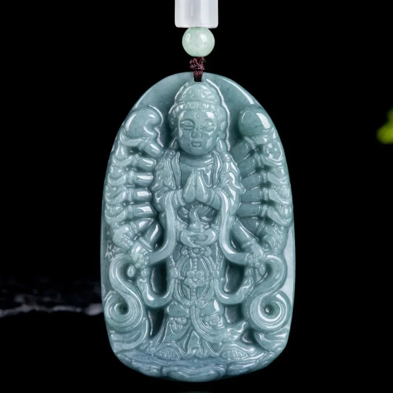 Real Natural Grade A Jade Jadeite Men Women Lucky Thousand-hand Guanyin Oblong Pendant
Real Natural Grade A Jade Jadeite Men Women Lucky Thousand-hand Guanyin Oblong Pendant